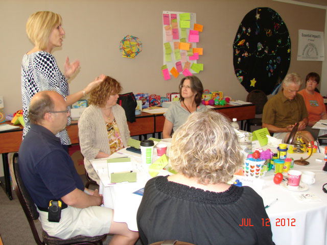 Marj talks to the group